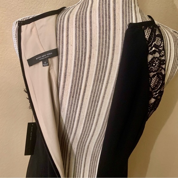 NWT Marc New York Dress Sz 10 Black Sleeveless Lace Trim Mini Andrew Marc - Picture 8 of 14